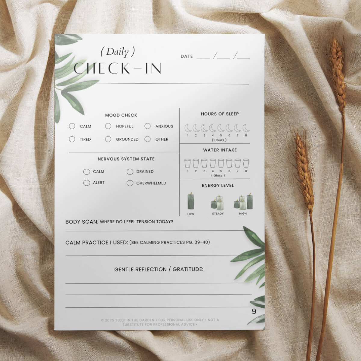 30-Day Nervous System Care Journal - Plant Theme | PDF - Image 2